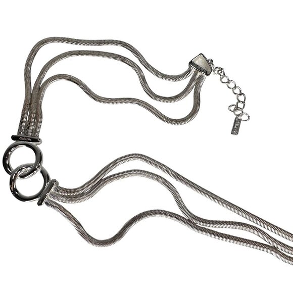 VTG NAPIER Necklace & Bracelet Set Silver Tone Interlocking Circles Snake Chain - Picture 13 of 14